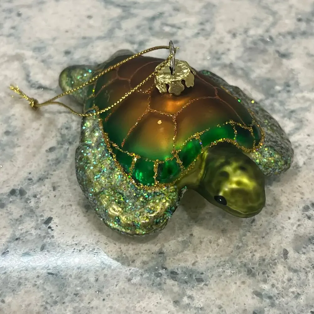 Old World Christmas Glass Green Sea Turtle Ocean Ornament 2019
